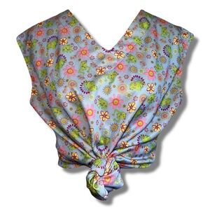 Handmade Floral Frog Print Sleeveless Top